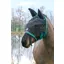 Hy Equestrian Mesh Half Mask with Ears and Fringe - Black/Teal